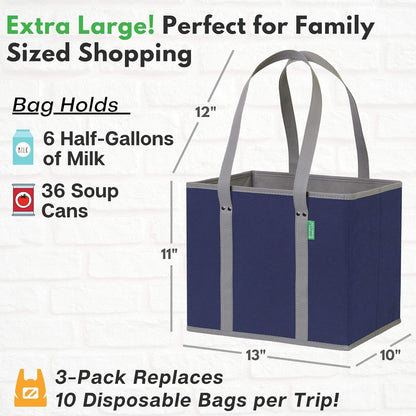 Reusable Grocery Bags (3 Pack) – Heavy Duty Shopping Bags, Blue4