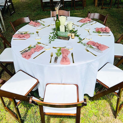 10 Pack round Tablecloth White 120 Inch, Stain Resistant and Wrinkle Polyester Fabric, Washable Table Cover for Kitchen Dining, Wedding, Buffet Table, Holiday Party6