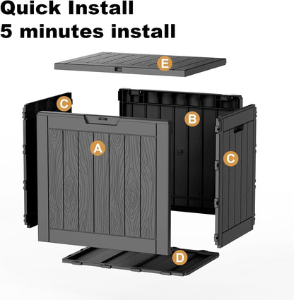 35 Gallon Outdoor Deck Box Lockable Waterproof Storage Black | Heavy-Duty Resin Container for Indoor and outside Use. Patio Cushions, Garden Equipment, Pool Accessories, Outdoor Tools7