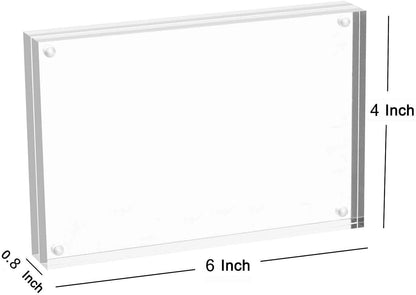 Acrylic Picture Frame 4X6,Clear Freestanding Double Sided 20Mm Thickness Frameless Magnetic Photo Frames Desktop Display with Gift Box Package(5 Pack)4