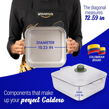 (6 Quart - 15 Cups) Square Caldero – Cast Aluminum Cooking Pot with Lid, Oven Safe Dutch Oven Pot for Rice, Soups, Stews, Roasting & Everyday Cooking3