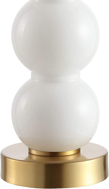 February 21" Stacked Sphere Table Lamp, White/Brass Gold6