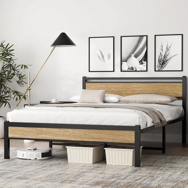 Easy Install 16 Inch Full Size Bed Frame with Headboard&Footboard1
