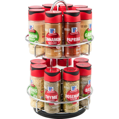 Spice Rack, Two Tier Chrome, Featuring 16 Herbs & Spices for Everyday Cooking, Great Gift for Housewarming, Wedding & Bridal Shower, 26.09 Oz1