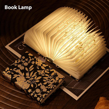Book Lover Gift, Folding Book Lamp Decor, Portable Print Book Light | 1200Mah Rechargeable Night Light, Paper Desk Lamp, Reading Bookshelf Lamp, Gift for Women & Readers & Christmas (Black）7