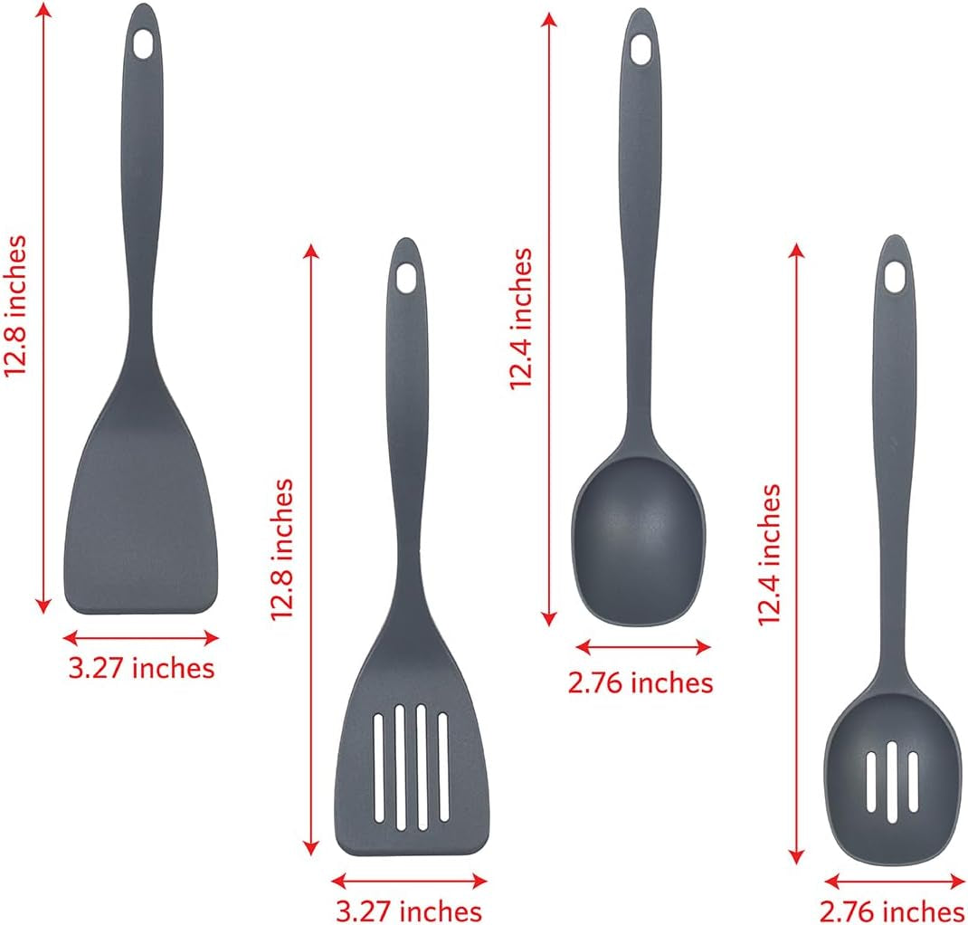 kitchen-utensils-set-8pcs-nonstick-cooking-tools-with-utensil-holder-nylon-spoon-ladle-skimmer-spaghetti-server-and-turner-spatula-set-dishwasher-safe-grey