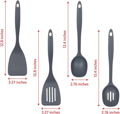 Kitchen Utensils Set, 8Pcs - Nonstick Cooking Tools with Utensil Holder - Nylon Spoon, Ladle, Skimmer, Spaghetti Server, and Turner Spatula Set - Dishwasher Safe, Grey3