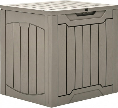 31 Gallon Outdoor Storage Box | Resin Deck Box and Waterproof Package Delivery Box for Gardening Tools, Pool Supplies, Patio Furniture, Lockable, Taupe1
