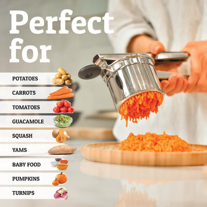 Prioritychef Large 15Oz Potato Ricer, Heavy Duty Stainless Steel Potato Masher and Ricer Kitchen Tool, Press and Mash Kitchen Gadget for Perfect Mashed Potatoes - Everytime5