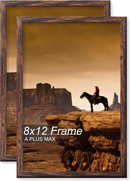 8X12 Picture Frame Set of 2 Brown Light Weight Tabletop and Wall Mount1