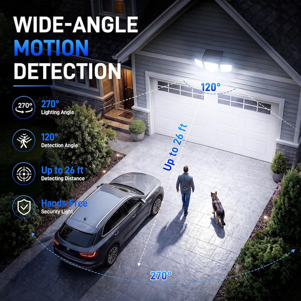 Solar Motion Sensor Lights Outdoor, 3000LM 282 Leds Security Lights, 2 Pack4