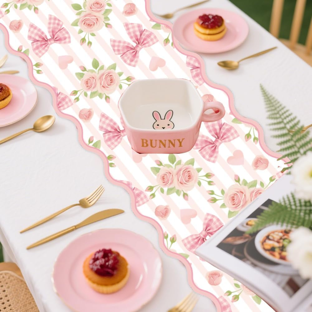 pink-bowknot-floral-love-hearts-table-runner-decoration-72x13-inch