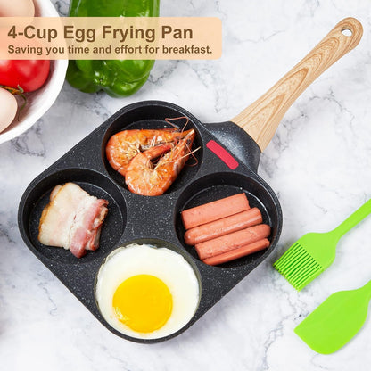 Egg Frying Pan, 4-Cup Egg Pan Nonstick, Fried Egg Pan Skillet for Breakfast, Pancake, Hamburger, Sandwiches, Suitable for Gas Stove & Induction Cookware2