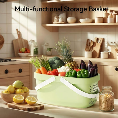 Plastic Shower Caddy Basket,Storage Basket with Handle Green7