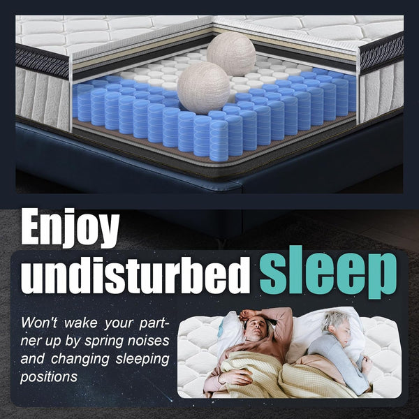 King Mattress 12 Inch King Size Mattress 80"*76"*12" Healthy Material Soft Comfortable Breathable Four-Sided Reinforcement Quiet Easy to Clean Vacuum Packed King Mattress White5