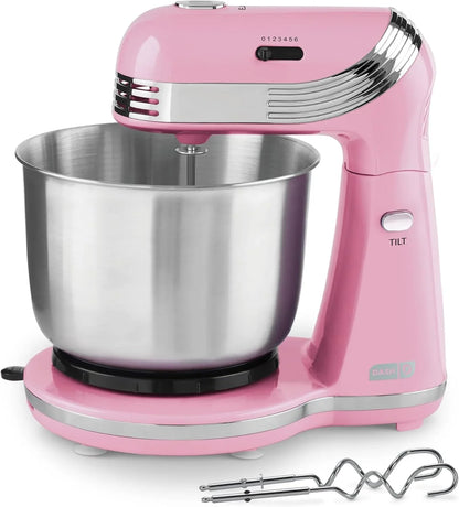 Everyday Stand Mixer - Compact Tilt-Head Stand Mixer for Everyday Recipes - 6-Speed Power with Stainless Steel Bowl - Pink, 3-Quart1