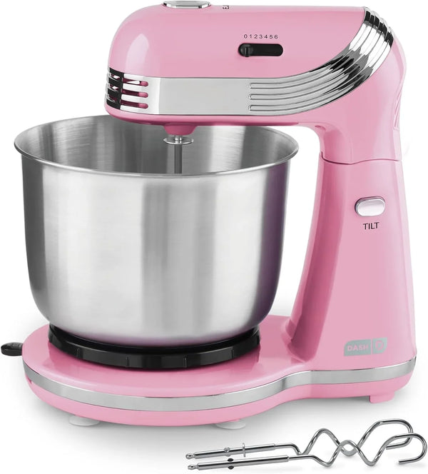 Everyday Stand Mixer - Compact Tilt-Head Stand Mixer for Everyday Recipes - 6-Speed Power with Stainless Steel Bowl - Pink, 3-Quart1