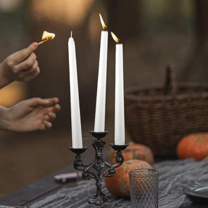 Dripless Taper Candles - Unscented White Candles Bulk - Candle Sticks Long Burning 7.5-8 Hours - for Candlesticks, Dinner Table, Vigil, Advent, Christmas, Thanksgiving, Kwanzaa - 12 Pack,10 Inch Tall3