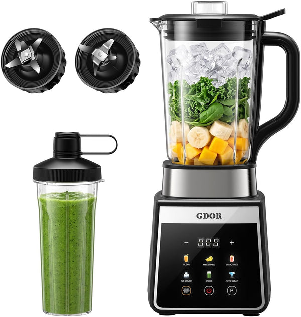 Blender, Auto-Program Smoothie Blender, Crush Ice,1300W | Professional Smoothie Maker with 6 One-Touch Presets, 74Oz XL Family-Size Blender for Smoothie,22Oz On-The-Go Cup, Auto-Clean1