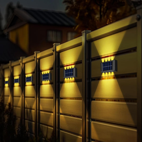8 Pack Solar Wall Lights for outside 3000K Warm Solar Fence Lights up and down Autumn LED Outdoor Decorative Waterproof Lamps Dusk to Dawn LED Lighting Wall Sconces for outside Deck Garage7