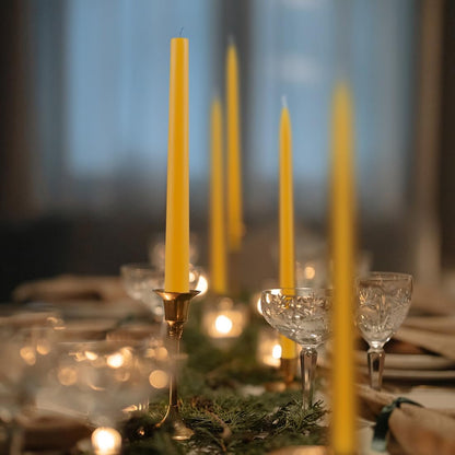 24 Pack Beeswax Taper Candles in Bulk 8 Inch Tall - All Natural -Yellow7