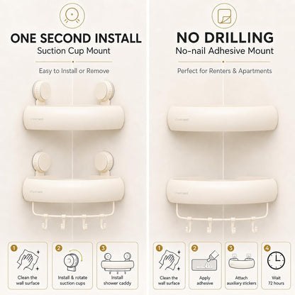 Corner Shower Caddy Suction Cup, Removable Bath Organizer Shelf2