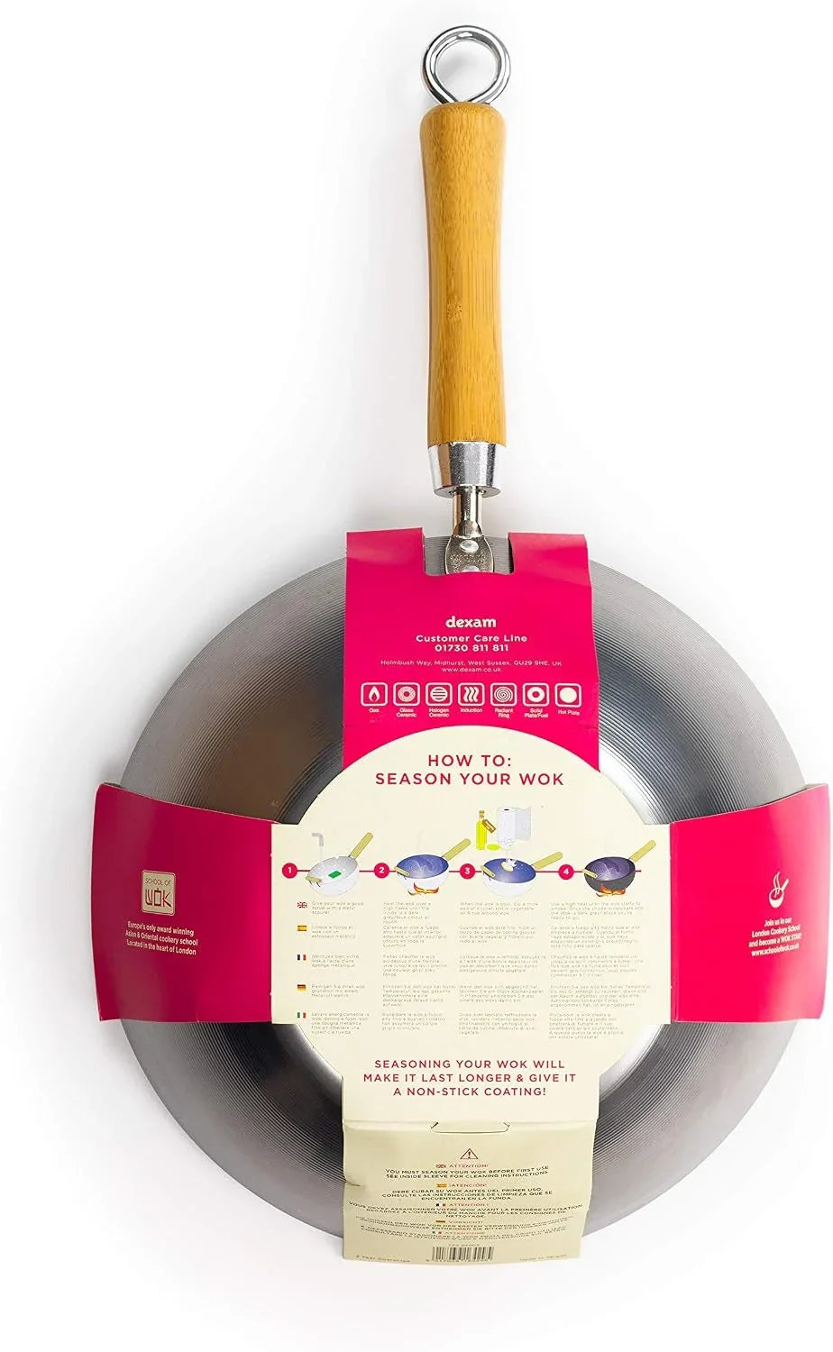 10-5-wok-flat-bottom-carbon-steel-bamboo-handle-with-loop-hook-10-5in-27cm
