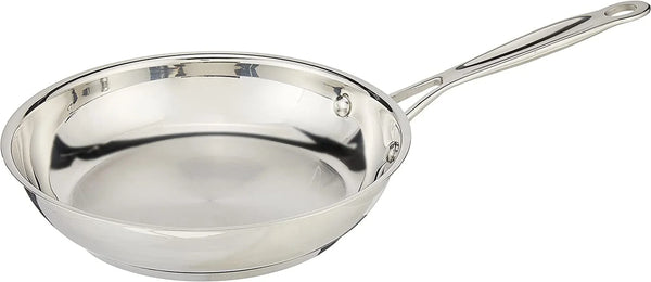 8-Inch Open Skillet, Stainless Steel Skillet, Large Kitchen Pan, Dishwasher Safe, Compatible with Induction, Electric, Gas Cooktops, Oven Safe Saucepan, Cool Grip Handles1