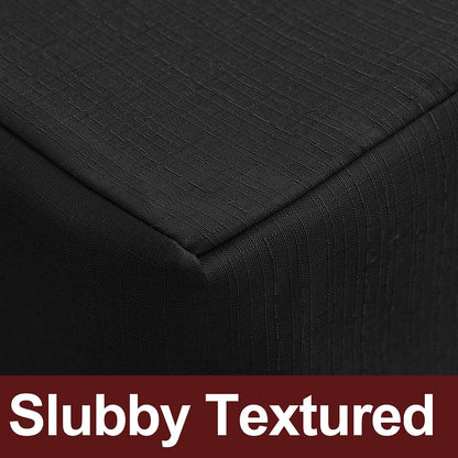 Black Linen Textured Fitted Table Covers for 8Ft Rectangle Tables 2 Pack2