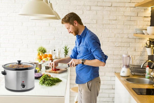 Slow Cooker 5.5 Quart Crock, with Easy Cooking Options, Dishwasher Safe Pot and Glass Lid, Stainless Steel3