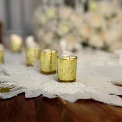WGV Gold Speckled Tea Light Votive Candle Holder 2.2X2.75, Small Tiny Utility Cylinder Mercury Glass Vase, Home Accent Decor, 6 Pieces7