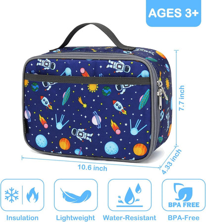 Kids Lunch Box Insulated Soft Bag Mini Cooler Back to School Thermal Meal Tote Kit for Girls, Boys, Astronaut2