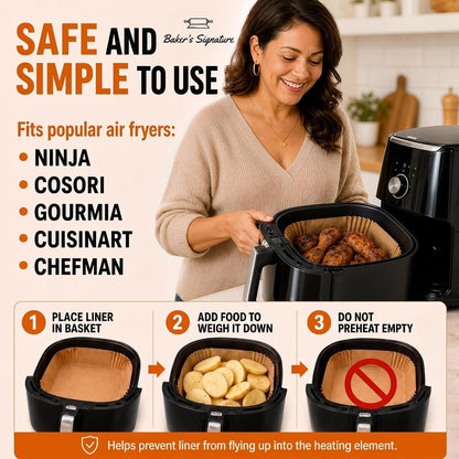 Air Fryer Paper Liners, 125Pcs Air Fryer Disposable Liners | Non-Stick and Oil Proof for Easy Cleanup, 8" Square for 5-8 Qt Basket by5