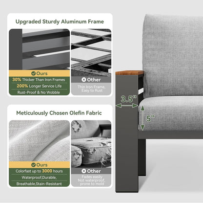 Aluminum Patio Furniture Set with Swivel Chairs & Fire Pit Table5