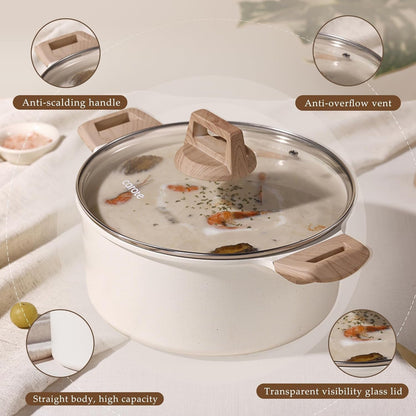Nonstick Stock Pot with Lid, 8 Quart White Granite | Kitchen Cooker Compatible with All Stoves, Dishwasher Safe, Cookware for Boiling, Easy to Clean, PFOA Free6