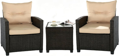 3 Pieces Patio Furniture Set,Outdoor Wicker Table and Chairs1