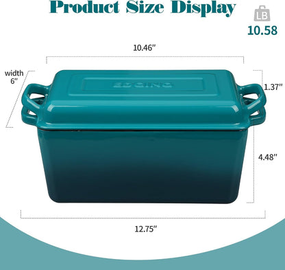 Enameled Cast Iron Dutch Oven, Oblong Bread Oven for Sourdough Bread Baking, Baking Pan, Dual Handles, Oven Safe, 4 Quart, Darkcyan2