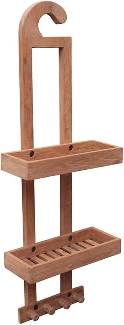 Wood Natural Hanging Shower Caddy with Storage Shelves, Water Resistant, Easy to Place, Select-Grade Solid Teak Wood, Shower Accessory (Natural Langr)9
