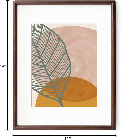 11X14 Picture Frame Matted to 8X10, Walnut Wood, Tempered Glass10
