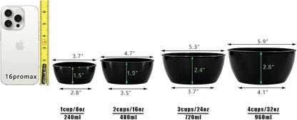 4-Piece Classic Plastic Prep Bowls with Lids, Nesting Plastic Small Mixing Bowl Set for Mixing, Baking, Prepping, Cooking and Serving Food, Microwave and Dishwasher Safe (Black)2