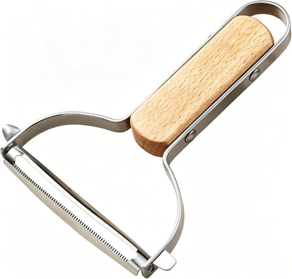 Large Y Veg Peeler, Wide Serrated Stainless Steel Blade Wood Handle1