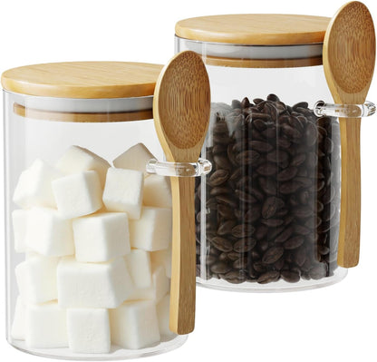 15 Oz Glass Sugar Container, 2 Pack Coffee Container, Glass Jars with Lids1