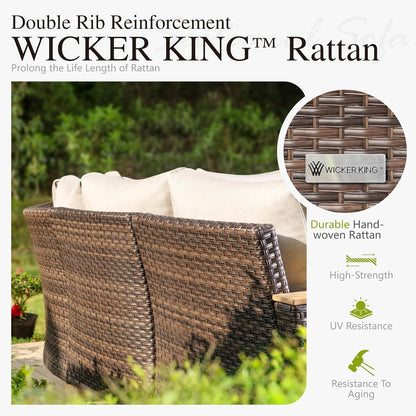 2 Pieces Wicker Patio Furniture Set, Beige3