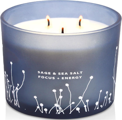 White Sage Sea Salt 3 Wick Jar Candle, Large Scented Candle for Home 14.5Oz1
