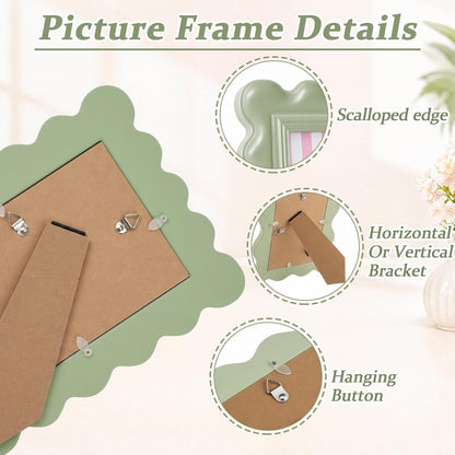 5X7 Inches Wavy Scalloped Picture Frame Sage Green3