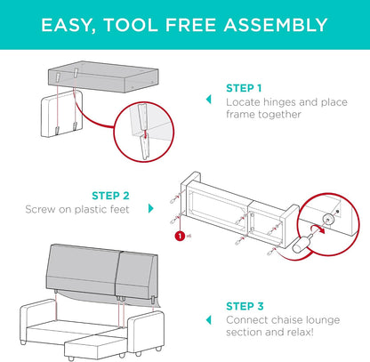 Upholstered Sectional Sofa for Home, Apartment, Dorm, Bonus Room, Compact Spaces W/Chaise Lounge, 3-Seat, L-Shape Design, Reversible Ottoman Bench, 680Lb Capacity - Gray8