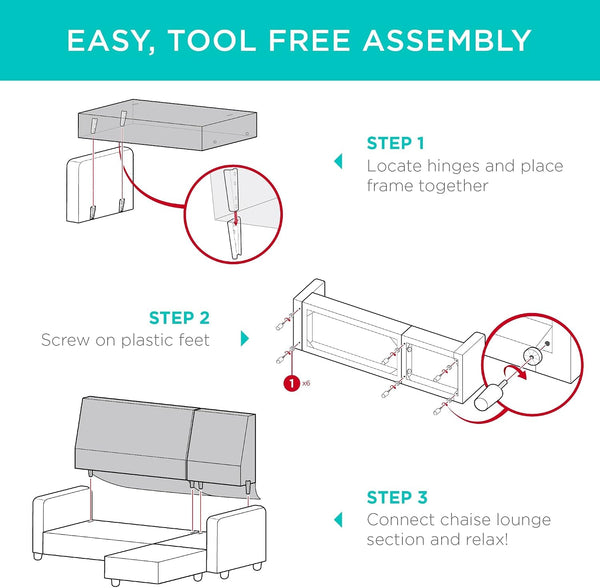 Upholstered Sectional Sofa for Home, Apartment, Dorm, Bonus Room, Compact Spaces W/Chaise Lounge, 3-Seat, L-Shape Design, Reversible Ottoman Bench, 680Lb Capacity - Gray8