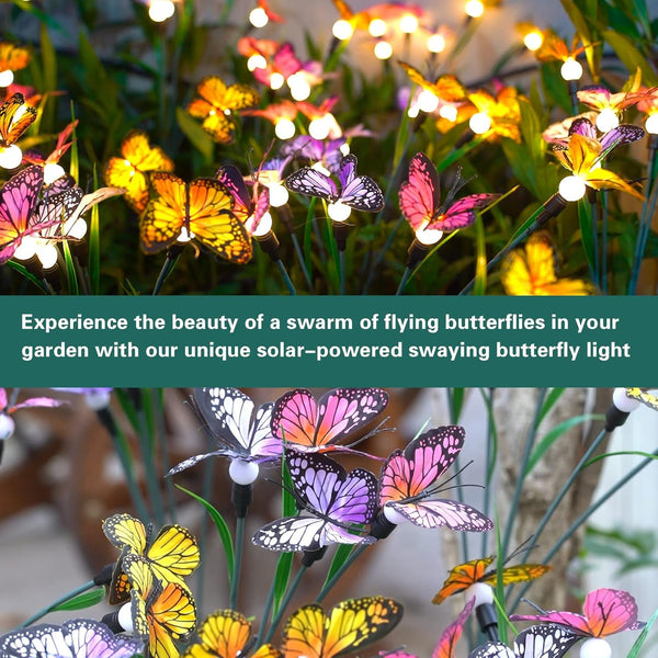 Solar Garden Lights - 2 Pack Swaying Butterfly Light, Swaying in the Wind, Solar Outdoor Lights, Yard Patio Pathway Decoration, High Flexibility Iron Wire & Realistic Butterflies7