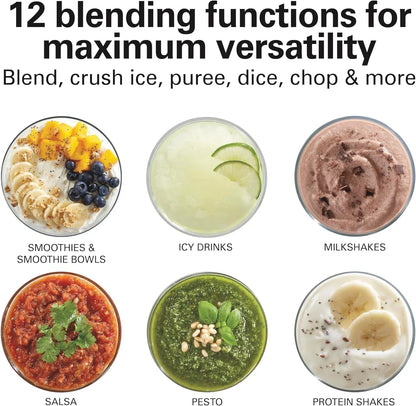 Power Elite Blender for Smoothies with Wave Action System | 40 Oz. Glass Jar | 12 Functions Including Puree, Crush Ice | 700 Watts | Black | 58148AG6
