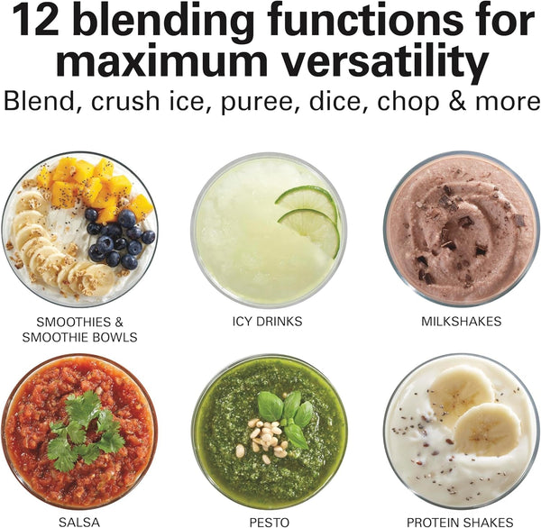 Power Elite Blender for Smoothies with Wave Action System | 40 Oz. Glass Jar | 12 Functions Including Puree, Crush Ice | 700 Watts | Black | 58148AG6